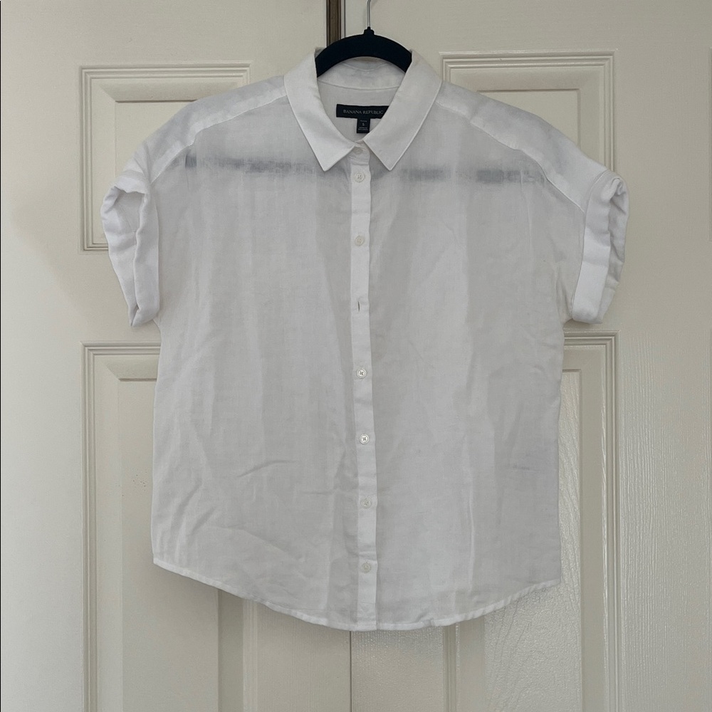 Banana Republic White Short Sleeve Blouse